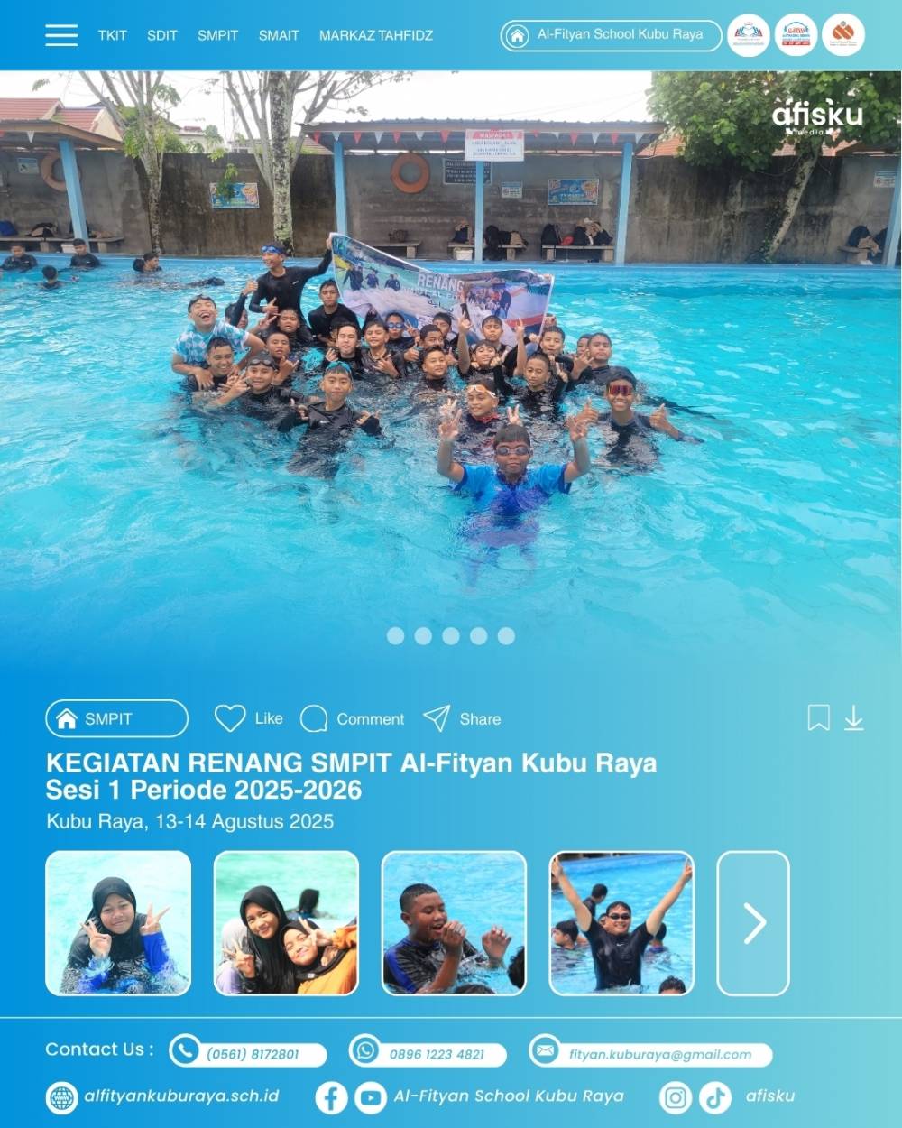 SMPIT AFISKU ADAKAN KEGIATAN RENANG SESI 1 TA. 2025-2026
