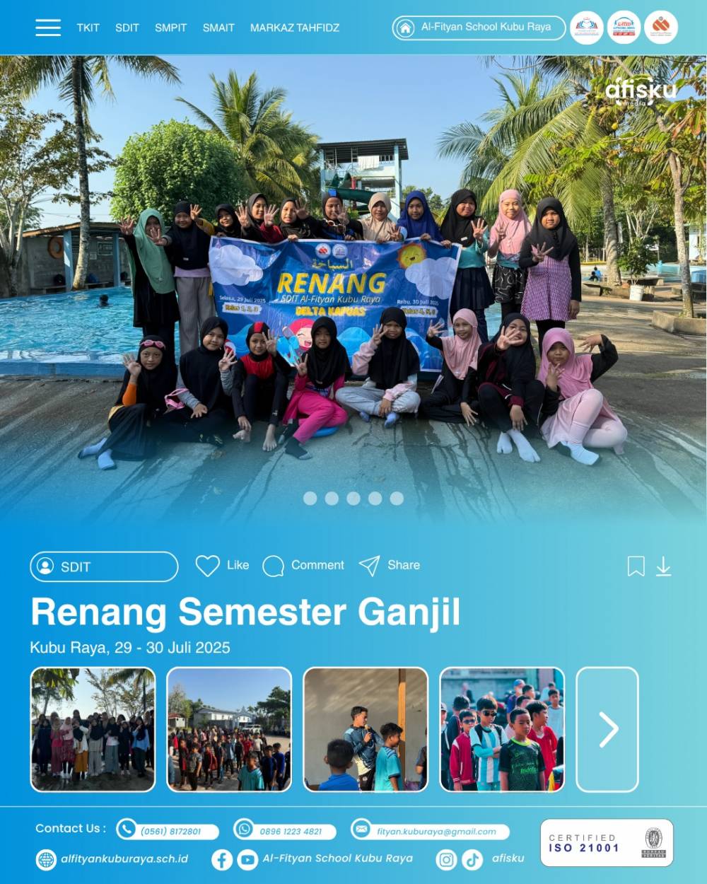 KEGIATAN RENANG SDIT AL FITYAN SEMESTER GANJIL TAHUN 2025-2026