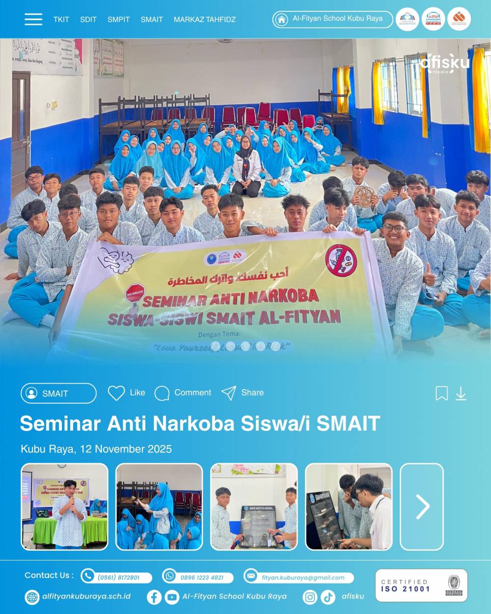 SEMINAR ANTI NARKOBA  SMAIT AL-FITYAN KUBU RAYA