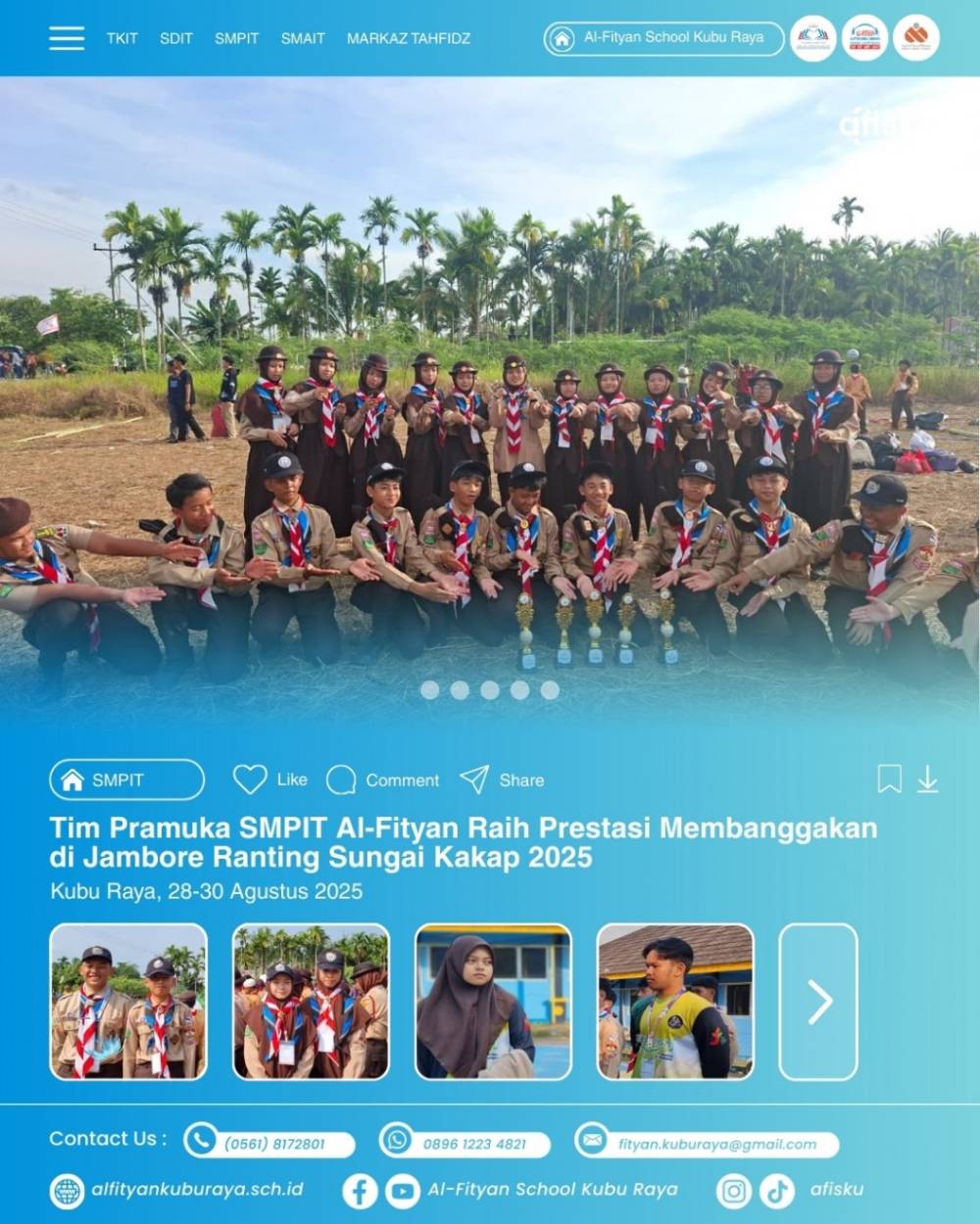 SMPIT AFISKU IKUTI PERKEMAHAN JAMBORE RANTING SUNGAI KAKAP TAHUN 2025
